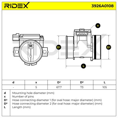 Air Mass Sensor RIDEX 3926A0108 3926A0108 - photo 6