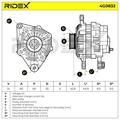 Alternator RIDEX 4G0832 4G0832 - photo 5