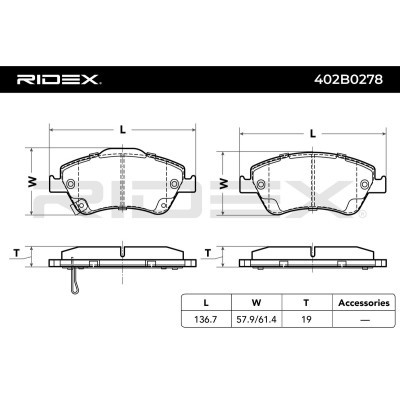 Brake Pads Set RIDEX 402B0278 402B0278 - photo 3