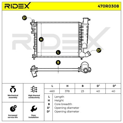 Radiator, Engine Cooling RIDEX 470R0308 470R0308 - photo 5