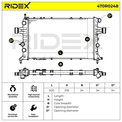 Radiator, Engine Cooling RIDEX 470R0248 470R0248 - photo 6
