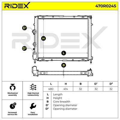 Radiator, Engine Cooling RIDEX 470R0245 470R0245 - photo 8