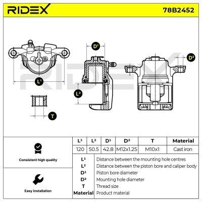 Brake Caliper RIDEX 78B2452 78B2452 - photo 3