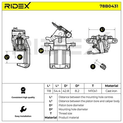 Brake Caliper RIDEX 78B0431 78B0431 - photo 6