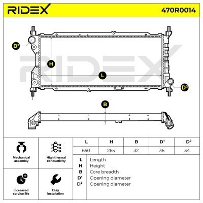 Radiator, Engine Cooling RIDEX 470R0014 470R0014 - photo 5