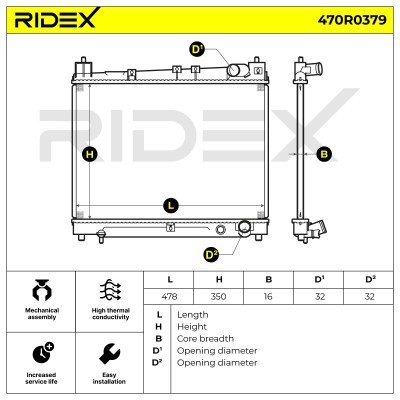 Radiator, Engine Cooling RIDEX 470R0379 470R0379 - photo 5