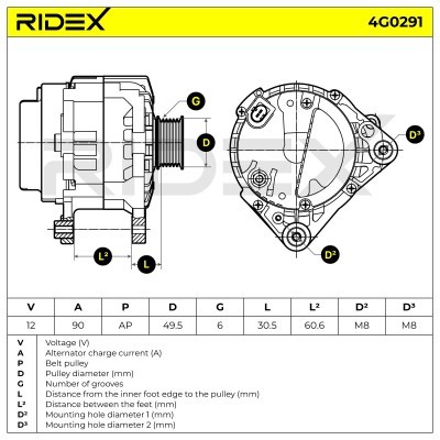 Alternator RIDEX 4G0291 4G0291 - photo 7