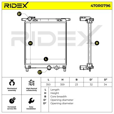 Radiator, Engine Cooling RIDEX 470R0796 470R0796 - photo 8