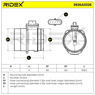 Air Mass Sensor RIDEX 3926A0326 3926A0326 - photo 6
