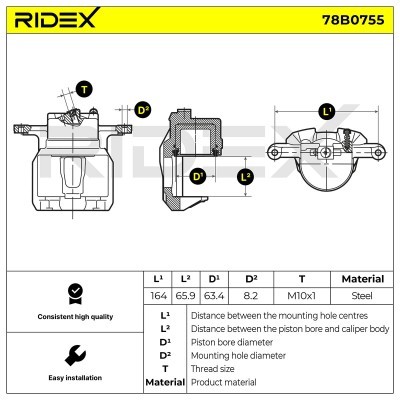 Brake Caliper RIDEX 78B0755 78B0755 - photo 6