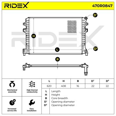 Radiator, Engine Cooling RIDEX 470R0847 470R0847 - photo 8