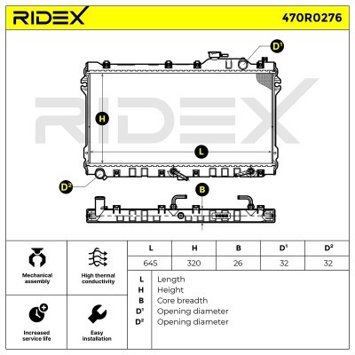 Radiator, Engine Cooling RIDEX 470R0276 470R0276 - photo 6