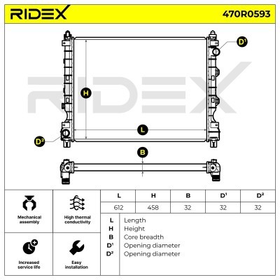 Radiator, Engine Cooling RIDEX 470R0593 470R0593 - photo 7