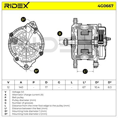 Alternator RIDEX 4G0667 4G0667 - photo 7