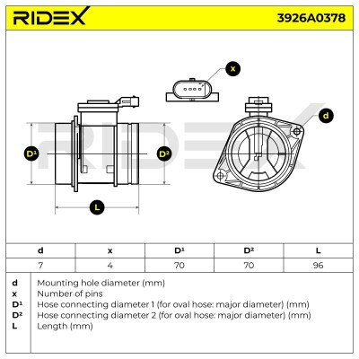 Air Mass Sensor RIDEX 3926A0378 3926A0378 - photo 6
