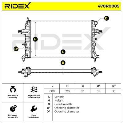 Radiator, Engine Cooling RIDEX 470R0005 470R0005 - photo 5