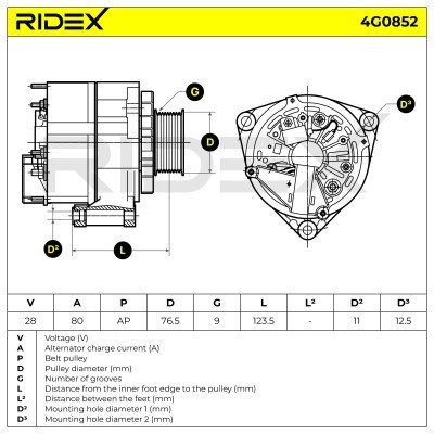 Alternator RIDEX 4G0852 4G0852 - photo 5