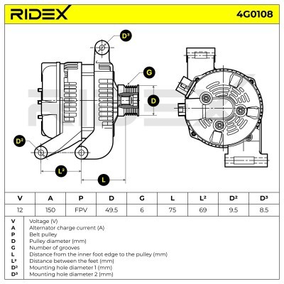 Alternator RIDEX 4G0108 4G0108 - photo 6