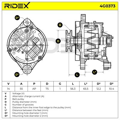 Alternator RIDEX 4G0373 4G0373 - photo 7