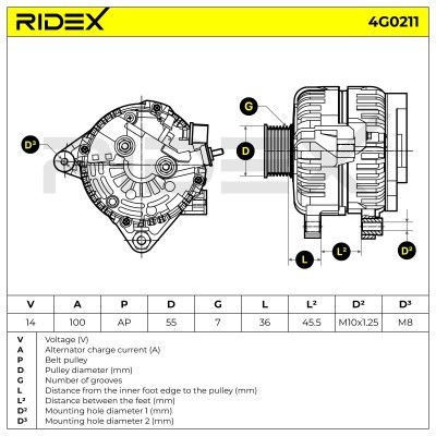 Alternator RIDEX 4G0211 4G0211 - photo 5