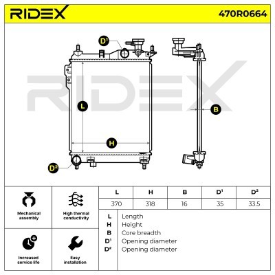 Radiator, Engine Cooling RIDEX 470R0664 470R0664 - photo 5