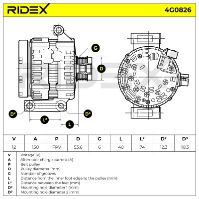 Alternator RIDEX 4G0826 4G0826 - photo 5