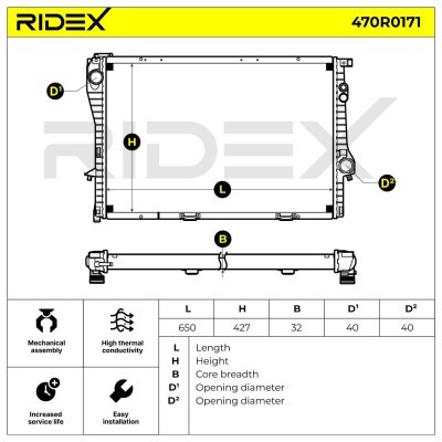 Radiator, Engine Cooling RIDEX 470R0171 470R0171 - photo 5