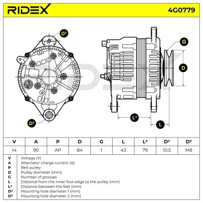 Alternator RIDEX 4G0779 4G0779 - photo 5