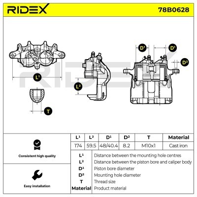 Brake Caliper RIDEX 78B0628 78B0628 - photo 5