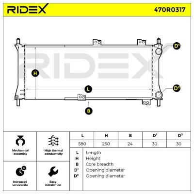 Radiator, Engine Cooling RIDEX 470R0317 470R0317 - photo 7