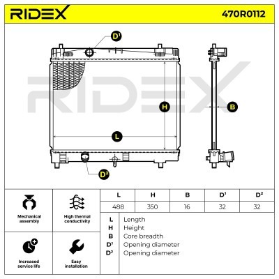 Radiator, Engine Cooling RIDEX 470R0112 470R0112 - photo 3