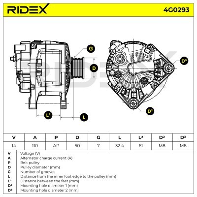 Alternator RIDEX 4G0293 4G0293 - photo 7