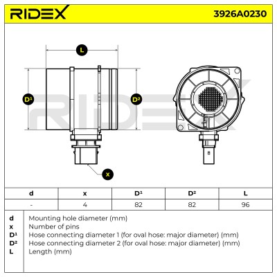 Air Mass Sensor RIDEX 3926A0230 3926A0230 - photo 6