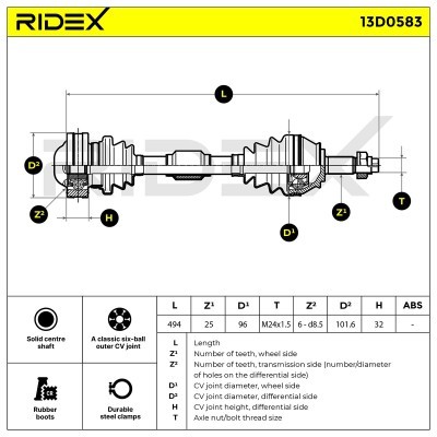 Drive Shaft RIDEX 13D0583 13D0583 - photo 6