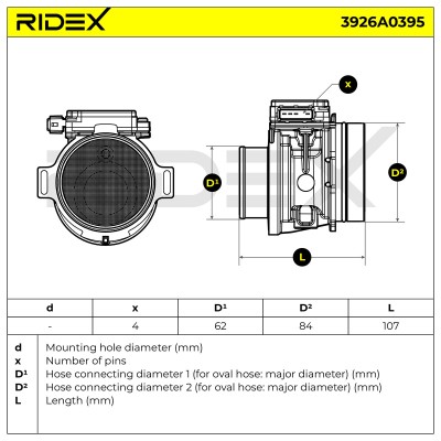 Air Mass Sensor RIDEX 3926A0395 3926A0395 - photo 6