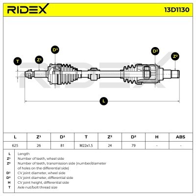 Drive Shaft RIDEX 13D1130 13D1130 - photo 7