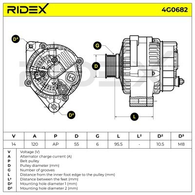 Alternator RIDEX 4G0682 4G0682 - photo 5