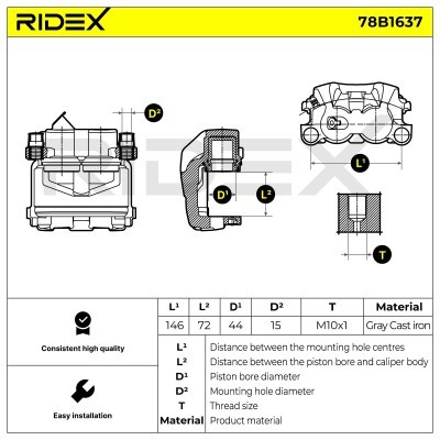 Brake Caliper RIDEX 78B1637 78B1637 - photo 6