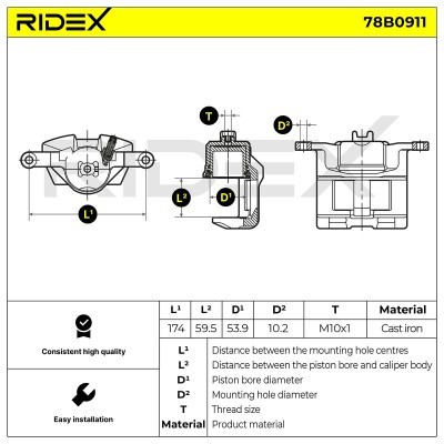 Brake Caliper RIDEX 78B0911 78B0911 - photo 8