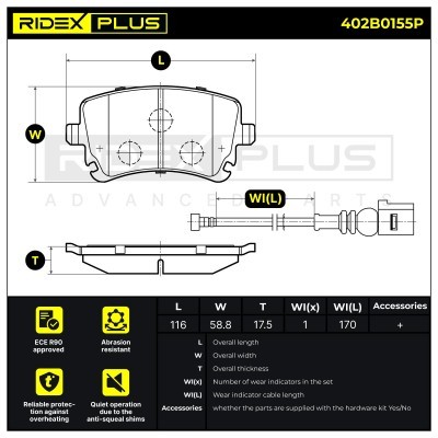Brake Pads Set RIDEX 402B0155P 402B0155P - photo 7