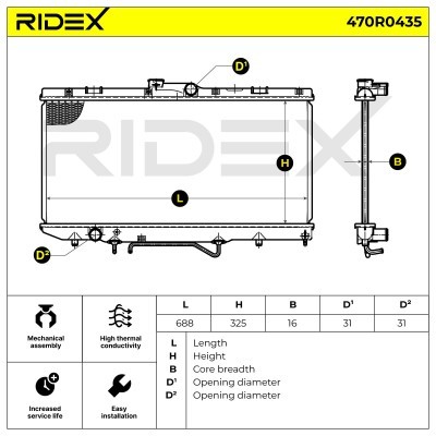 Radiator, Engine Cooling RIDEX 470R0435 470R0435 - photo 3
