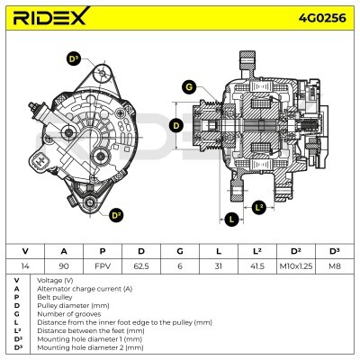 Alternator RIDEX 4G0256 4G0256 - photo 5