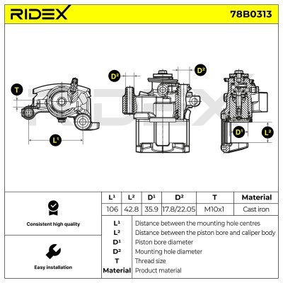 Brake Caliper RIDEX 78B0313 78B0313 - photo 5