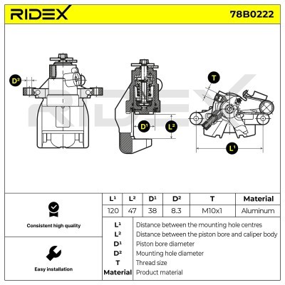 Brake Caliper RIDEX 78B0222 78B0222 - photo 2