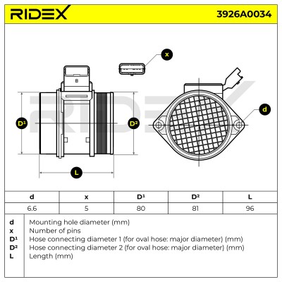 Air Mass Sensor RIDEX 3926A0034 3926A0034 - photo 8