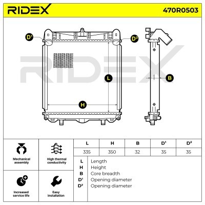 Radiator, Engine Cooling RIDEX 470R0503 470R0503 - photo 7