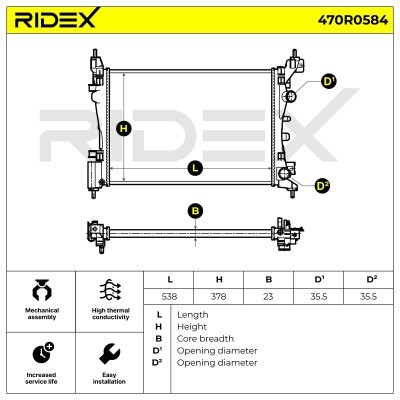 Radiator, Engine Cooling RIDEX 470R0584 470R0584 - photo 5