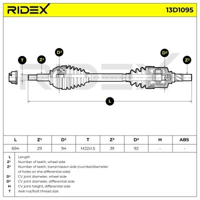 Drive Shaft RIDEX 13D1095 13D1095 - photo 7