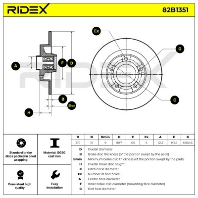 Brake Disc RIDEX 82B1351 82B1351 - photo 6