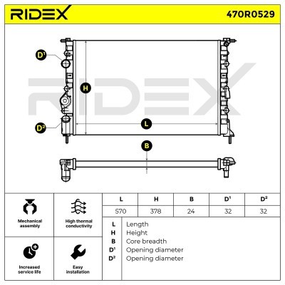 Radiator, Engine Cooling RIDEX 470R0529 470R0529 - photo 5